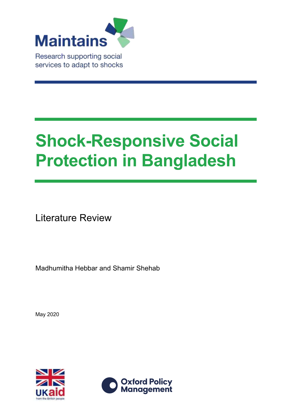 Shock-Responsive Social Protection in Bangladesh Literature Review
