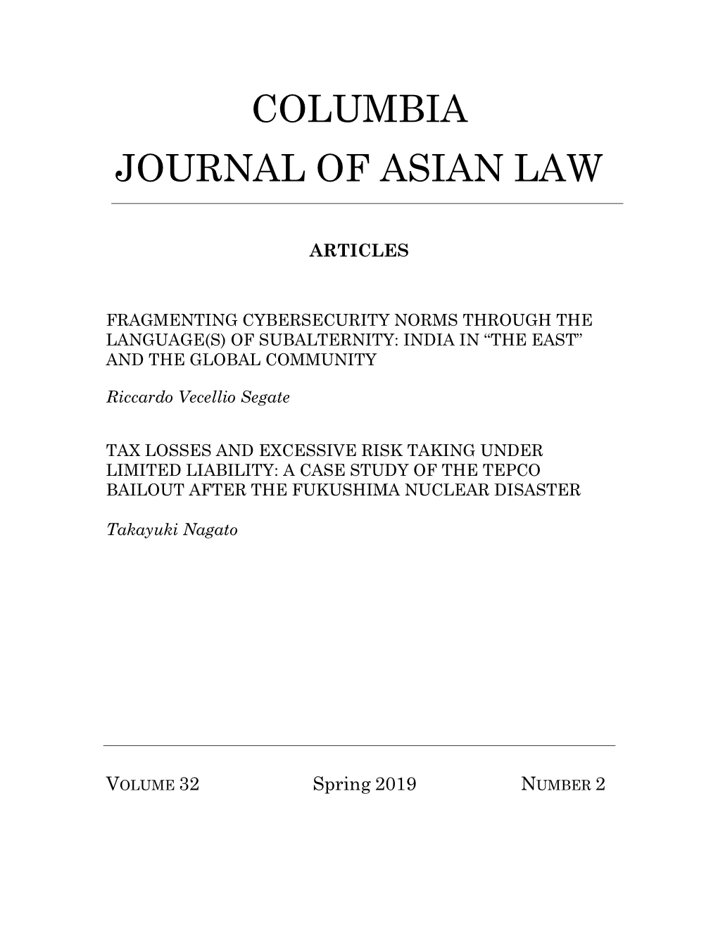 Columbia Journal of Asian Law