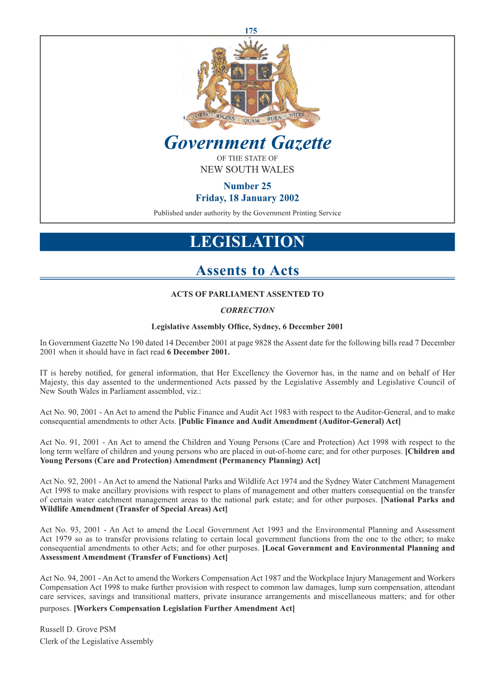 New South Wales Government Gazette No 3 of 18 January