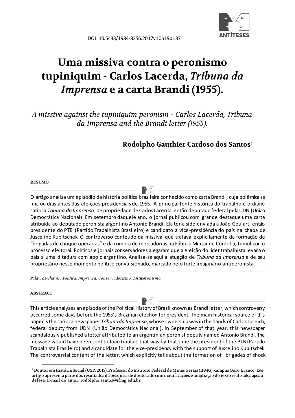 Carlos Lacerda, Tribuna Da Imprensa E a Carta Brandi (1955)