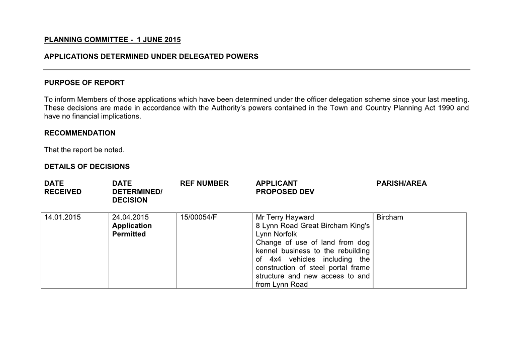 Planning Committee - 1 June 2015