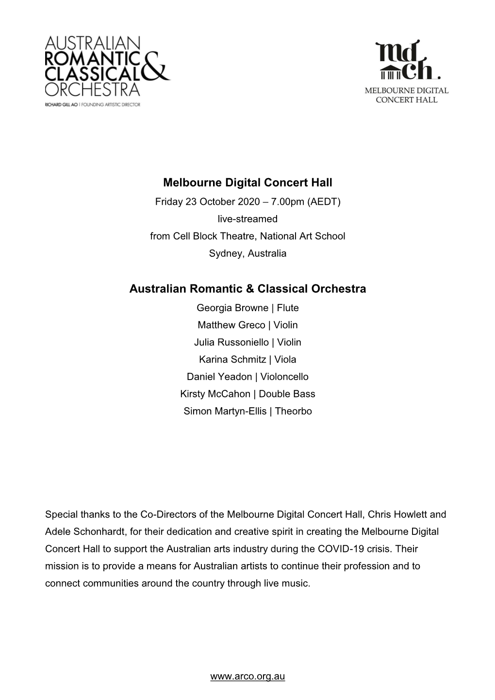 Melbourne Digital Concert Hall Australian Romantic & Classical