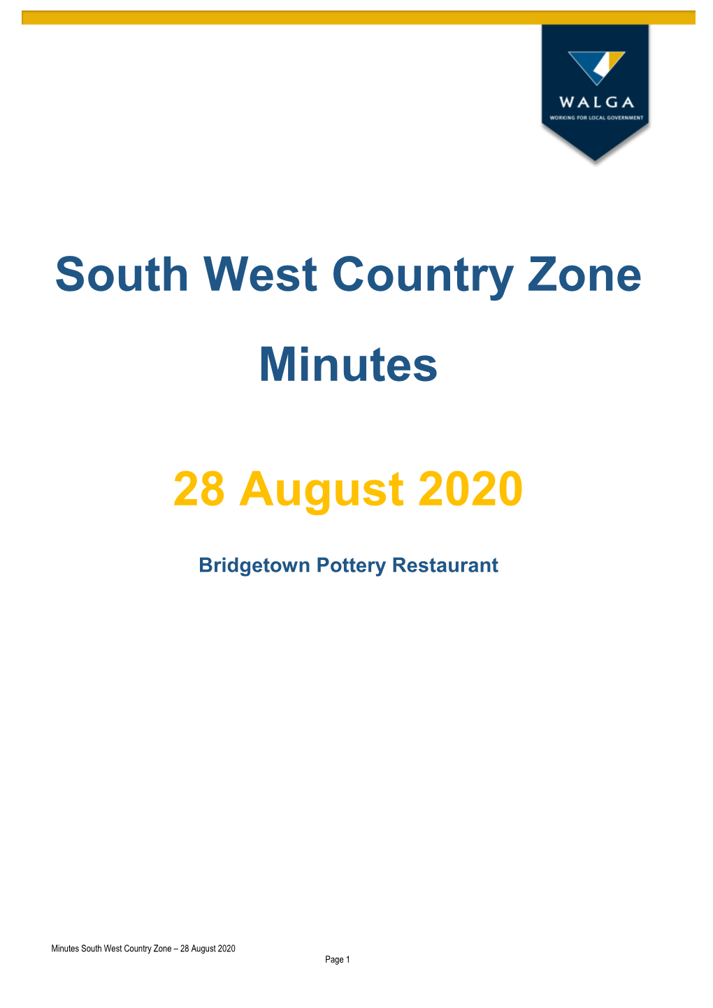 South West Country Zone Minutes 28 August 2020