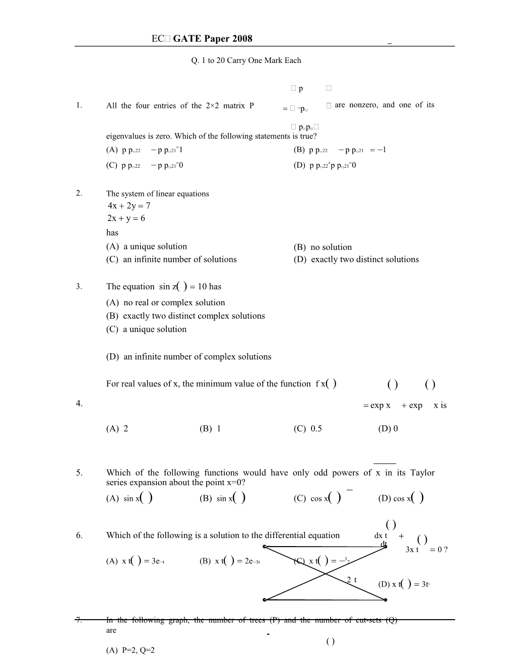 EC GATE Paper 2008