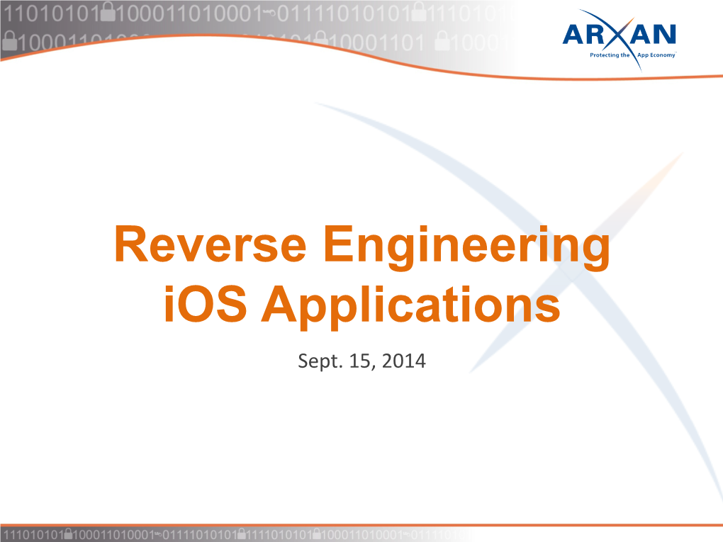 Reverse Engineering Ios Applications Sept