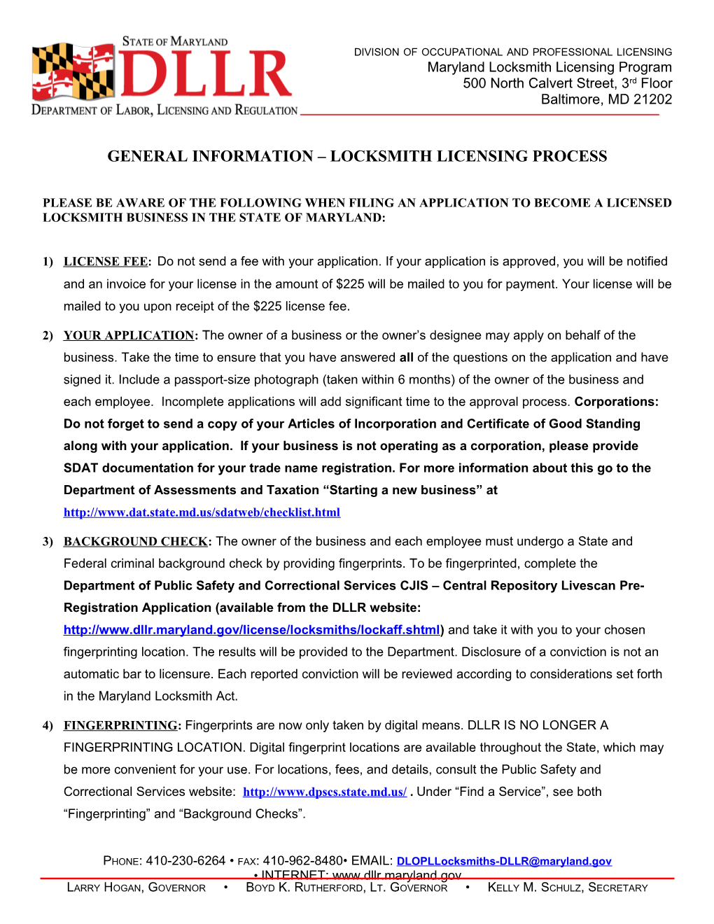 General Information Locksmith Licensing Process