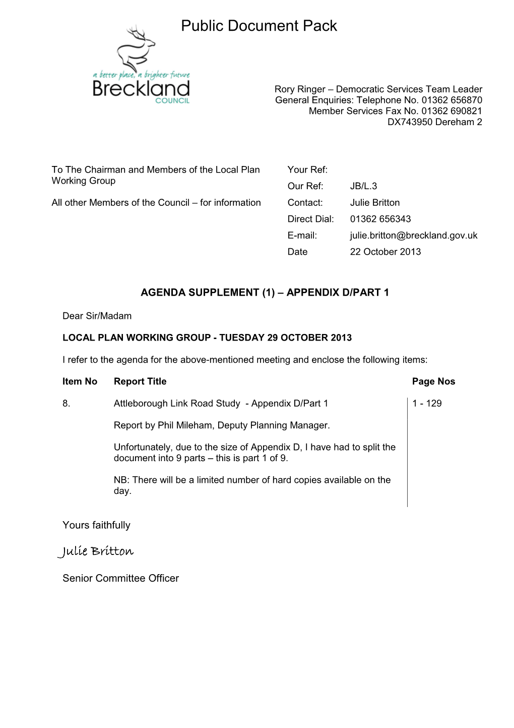 Attleborough Link Road Study - Appendix D/Part 1 1 - 129