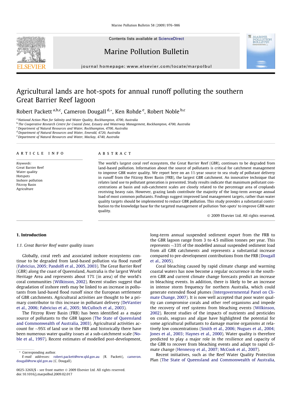 Marine Pollution Bulletin 58 (2009) 976–986