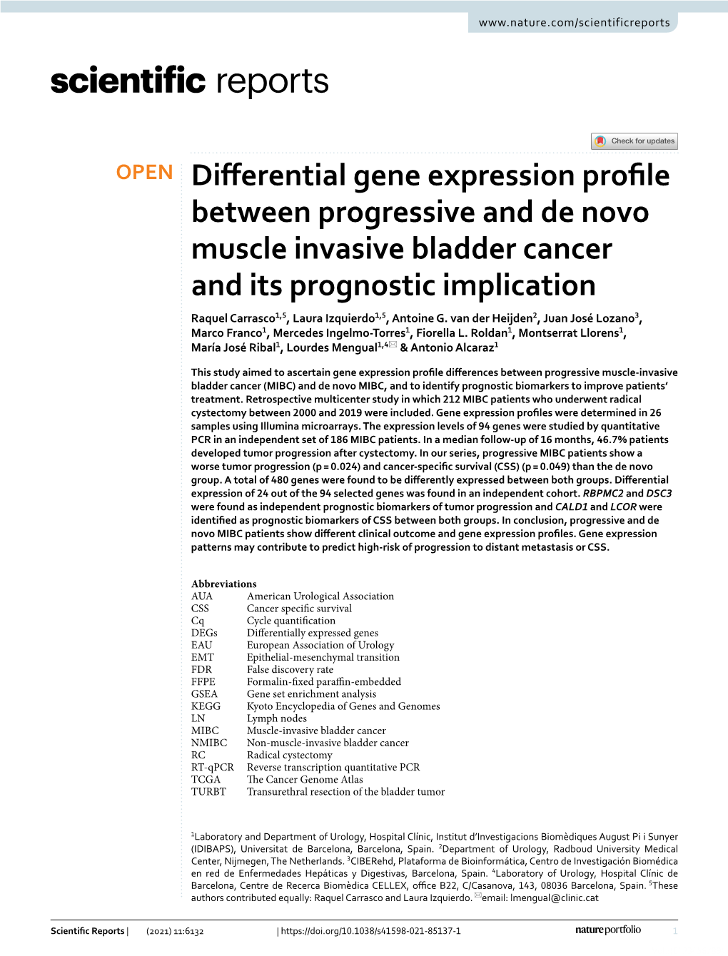 Differential Gene Expression Profile Between Progressive and De Novo