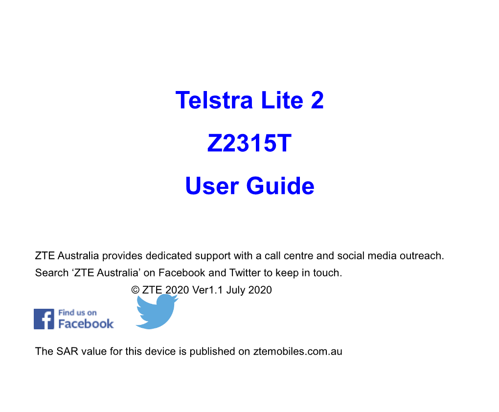 Telstra Lite 2 Z2315T User Guide