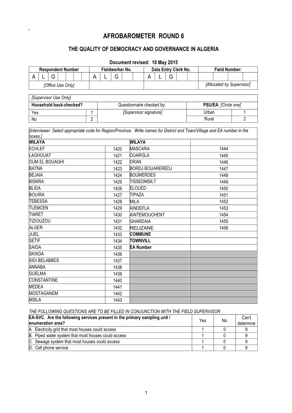 Algeria Round 6 Questionnaire