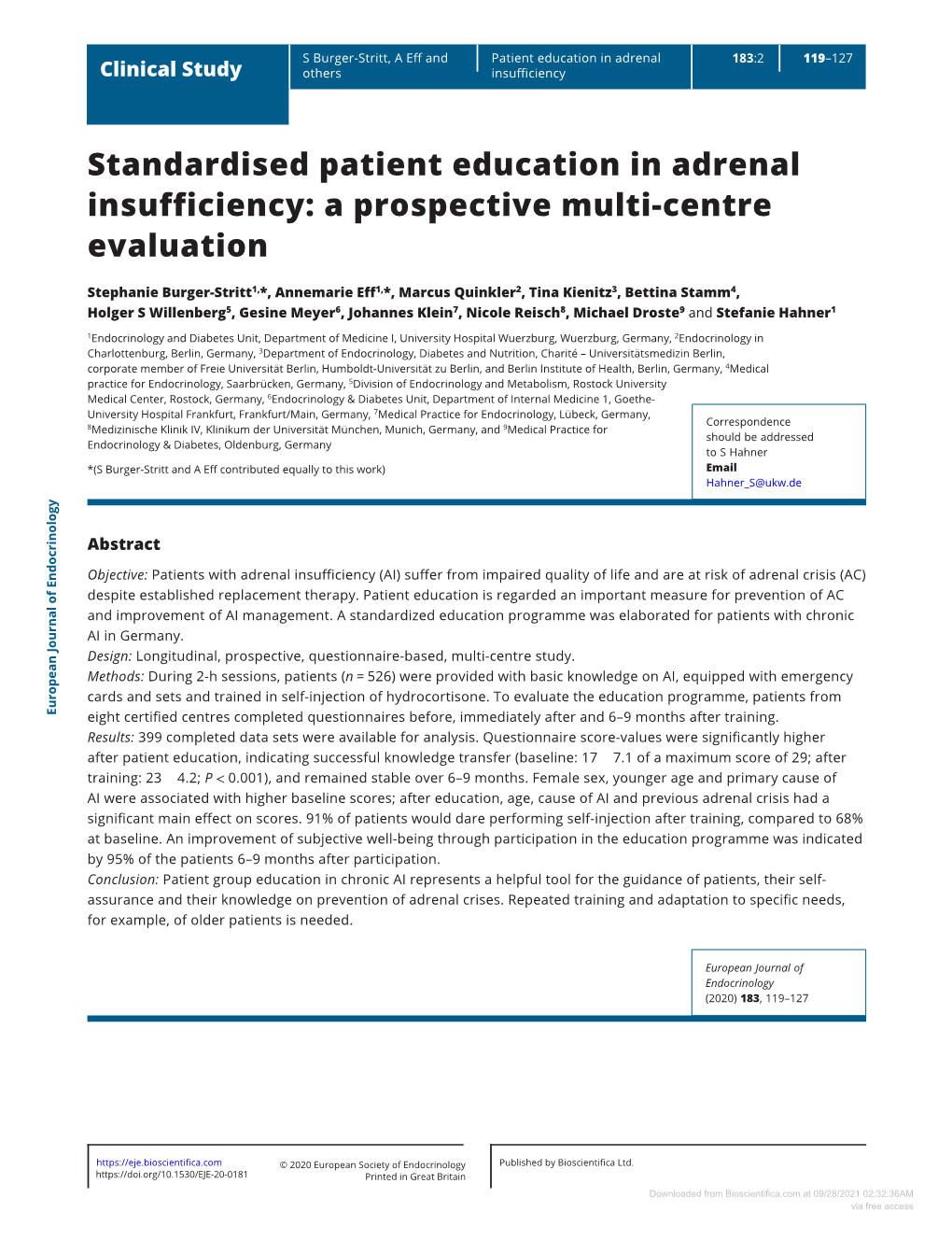 Standardised Patient Education in Adrenal Insufficiency: a Prospective Multi-Centre Evaluation