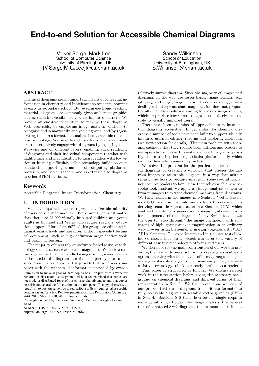 End-To-End Solution for Accessible Chemical Diagrams