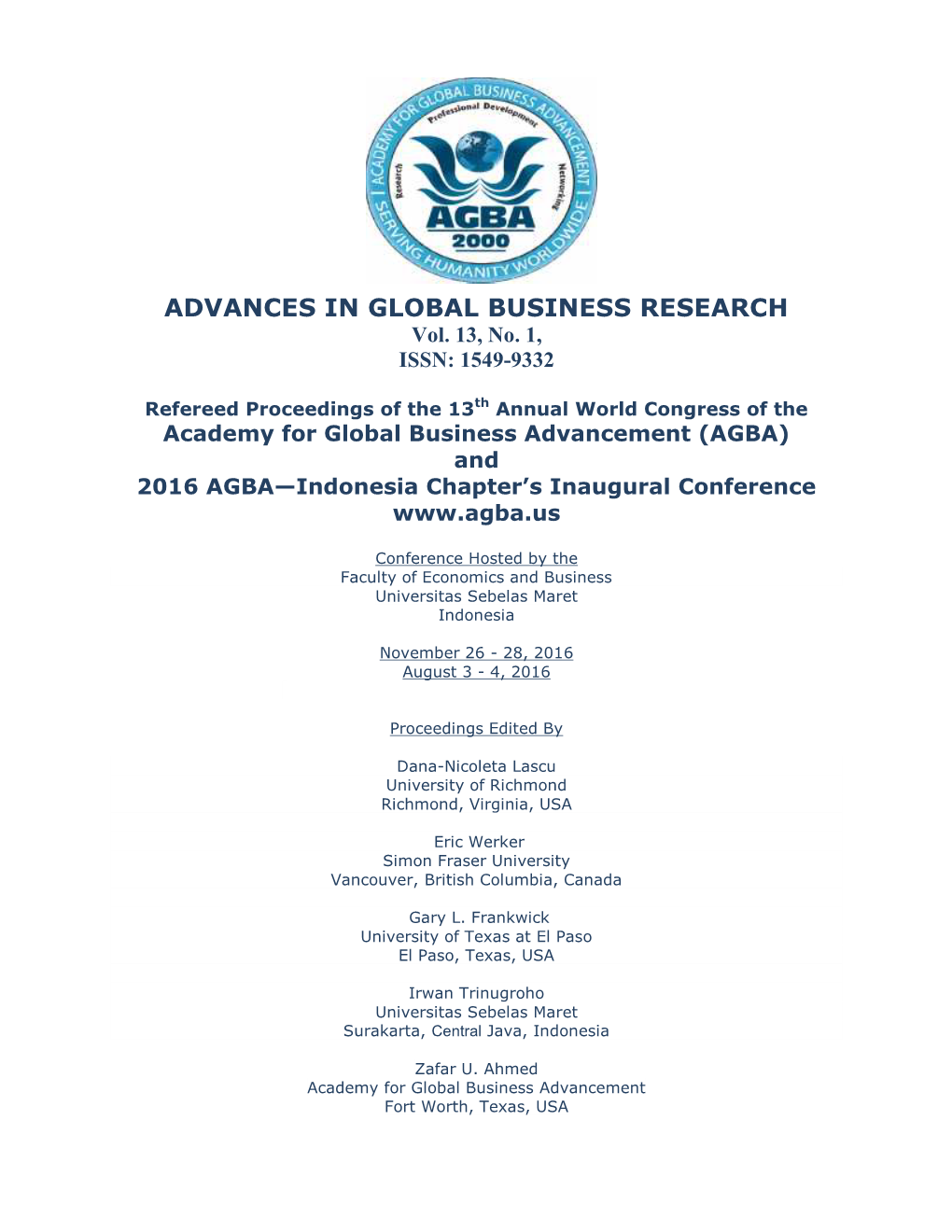 NCES in GLOBAL BUSINESS RESEARCH Vol