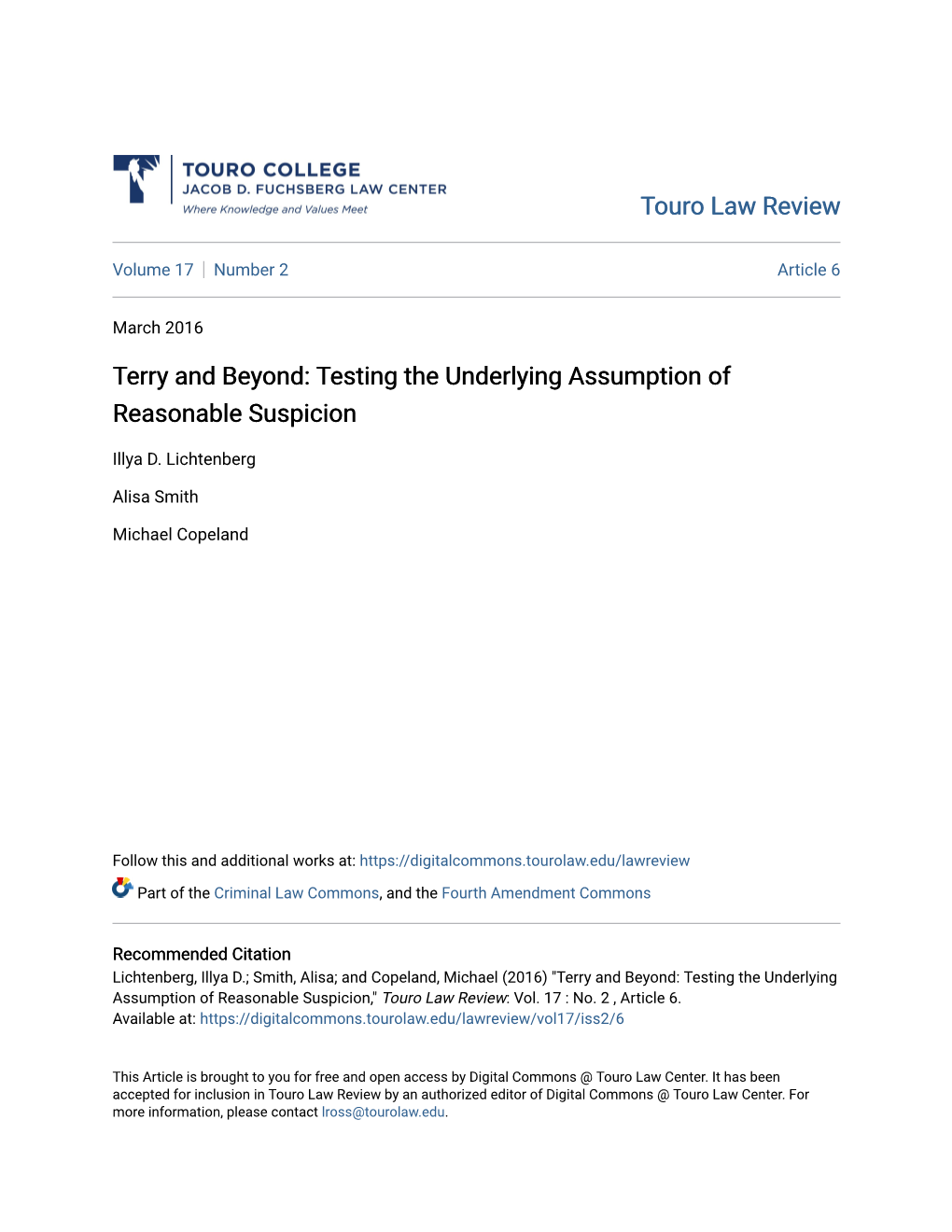 Testing the Underlying Assumption of Reasonable Suspicion