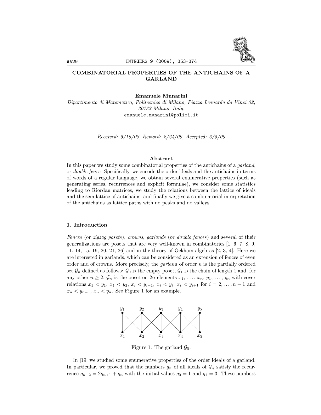 A29 Integers 9 (2009), 353-374