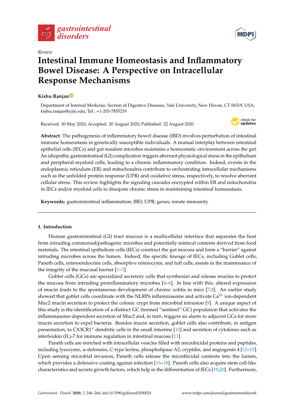Intestinal Immune Homeostasis and Inflammatory Bowel Disease