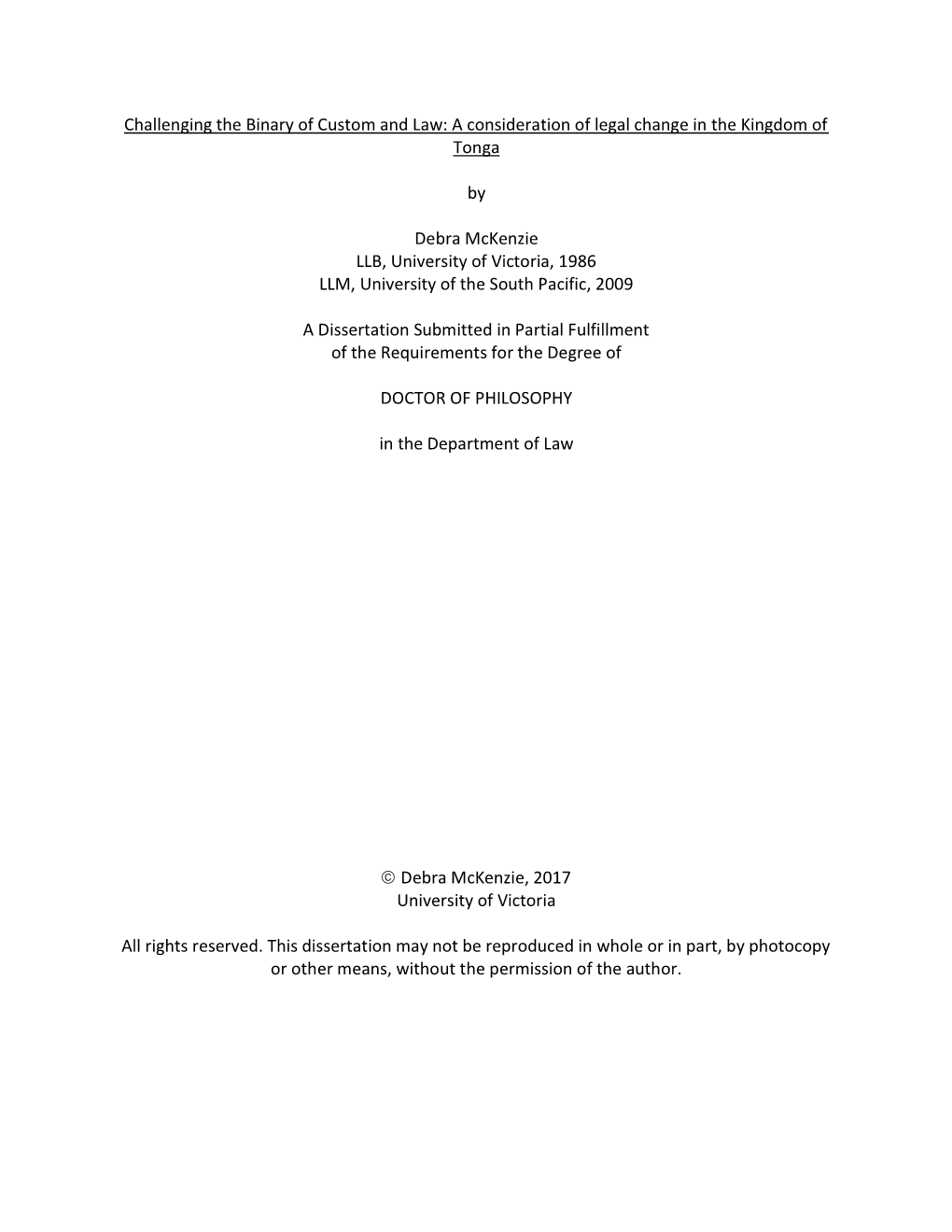 Challenging the Binary of Custom and Law: a Consideration of Legal Change in the Kingdom of Tonga