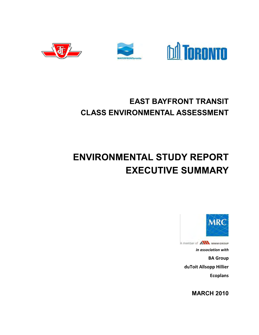 Environmental Study Report Executive Summary