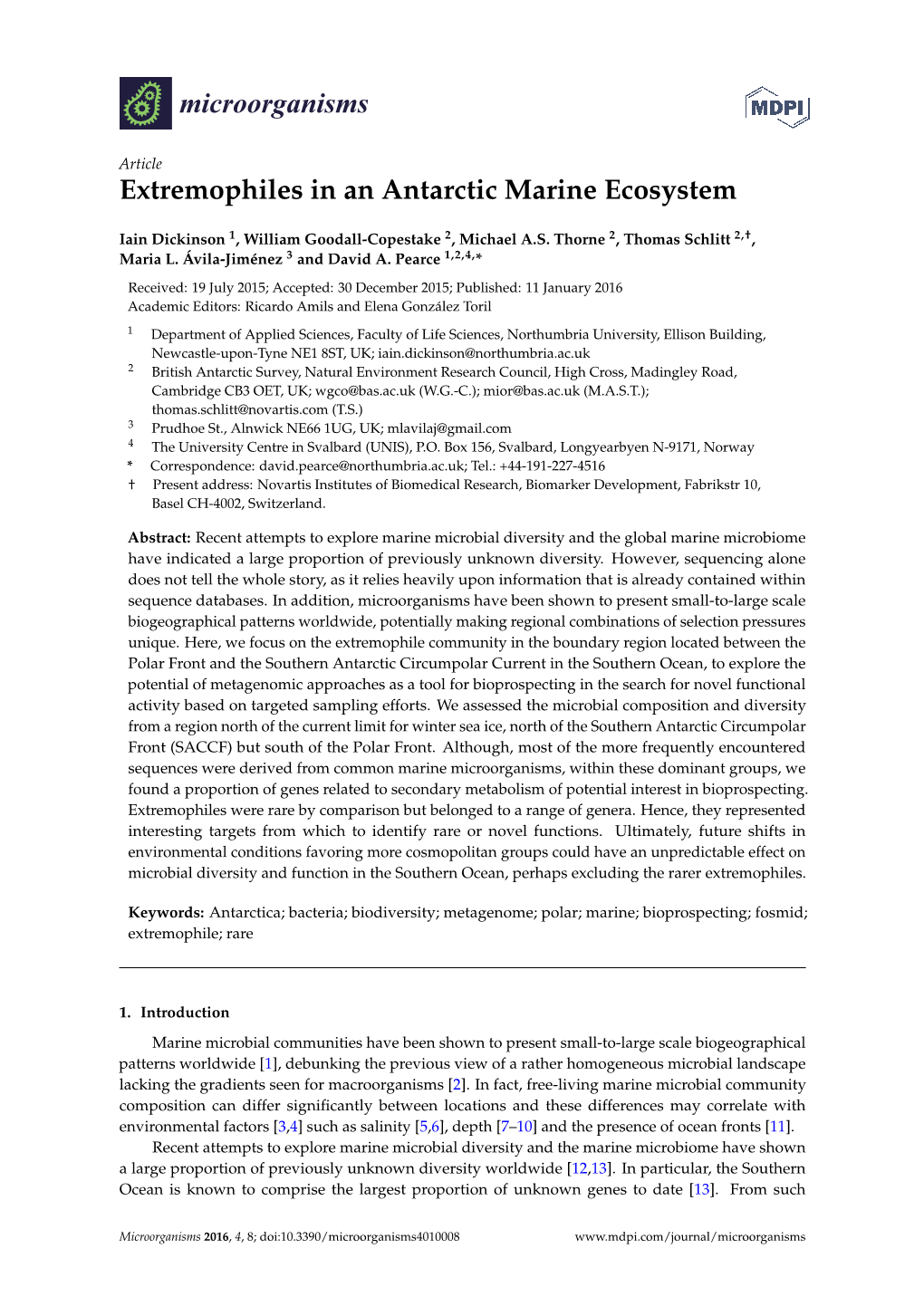 Extremophiles in an Antarctic Marine Ecosystem