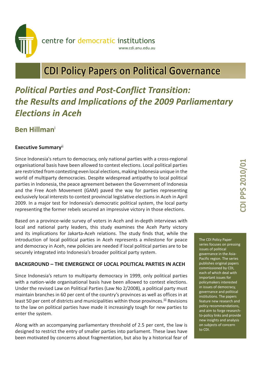 CDI Policy Papers on Political Governance