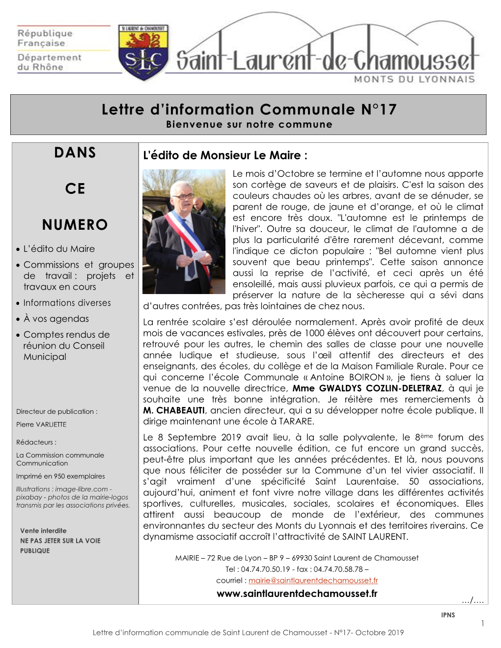 Lettre D'information Communale N°17 DANS CE NUMERO