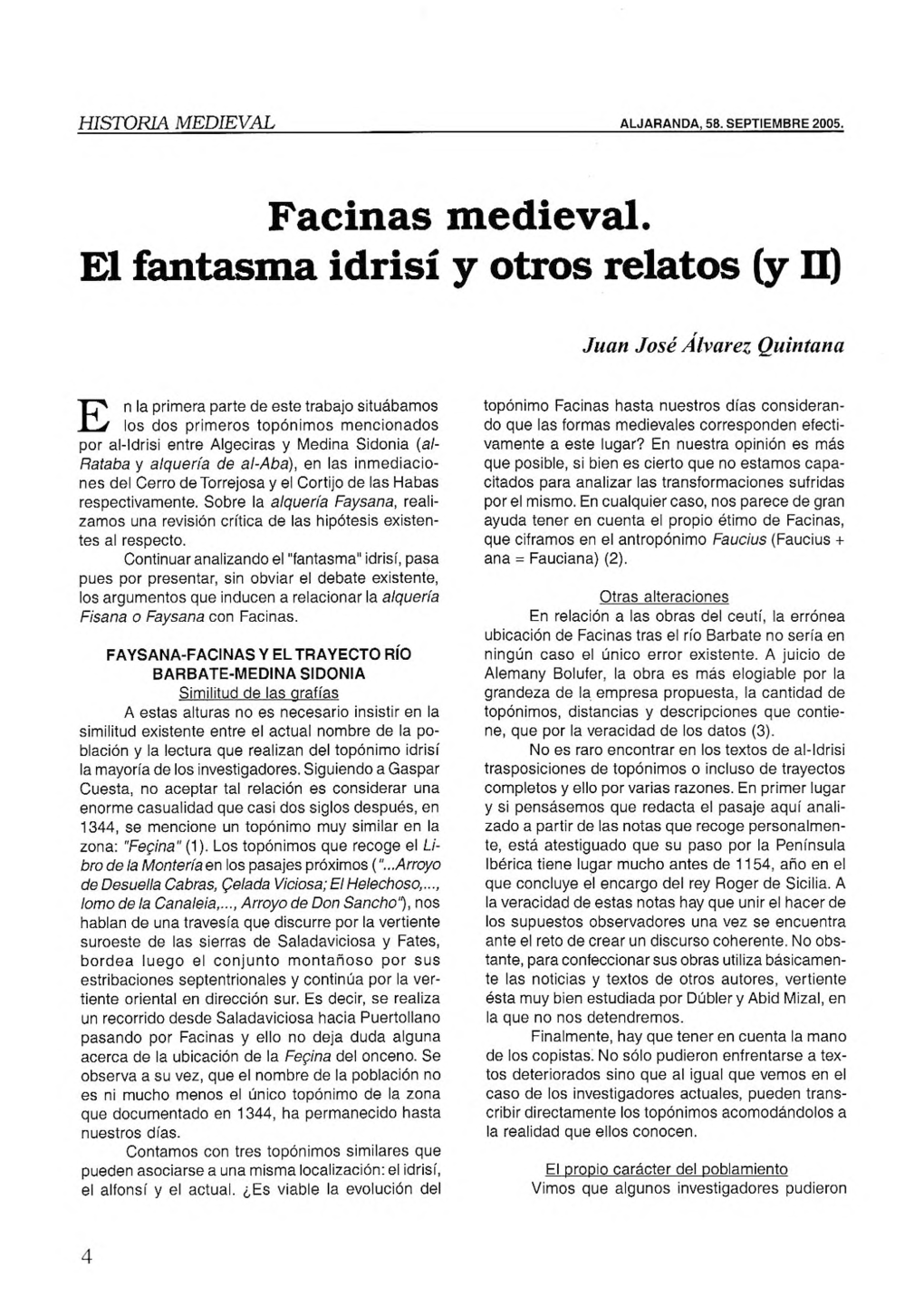 Facinas Medieval. El Fantasma Idrisí Y Otros Relatos (Y N)