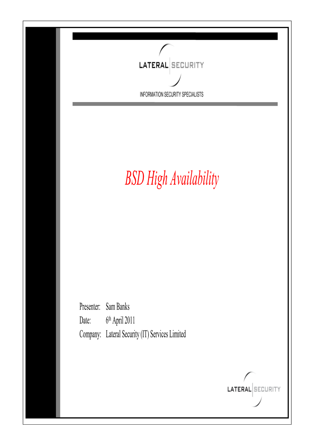 BSD High Availability