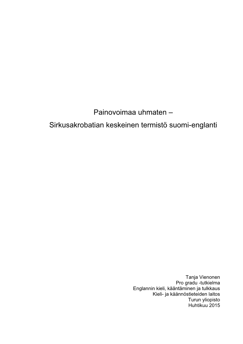 Sirkusakrobatian Keskeinen Termistö Suomi-Englanti