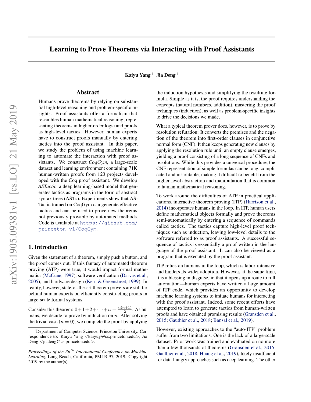 Learning to Prove Theorems Via Interacting with Proof Assistants