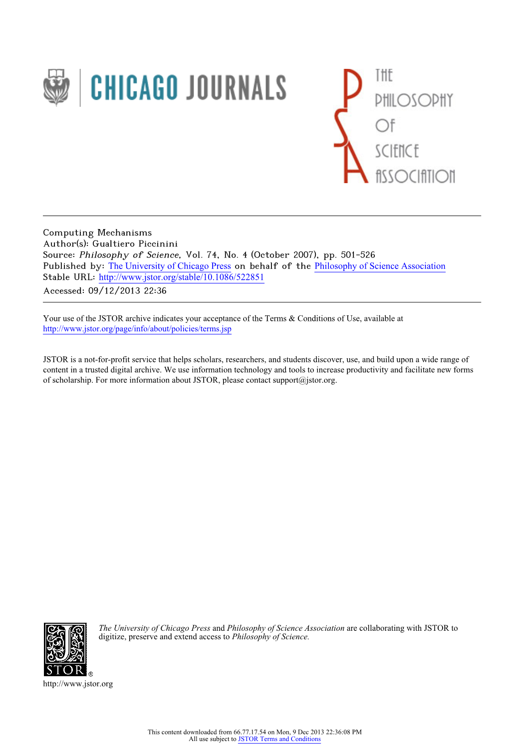 Gualtiero Piccinini, Computing Mechanisms, 2007.Pdf