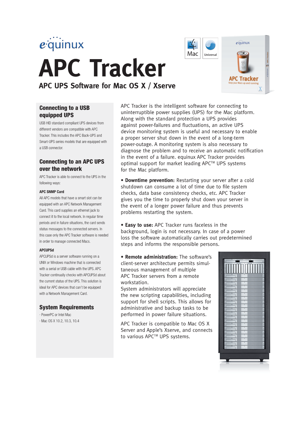 APC Tracker APC UPS Software for Mac OS X / Xserve