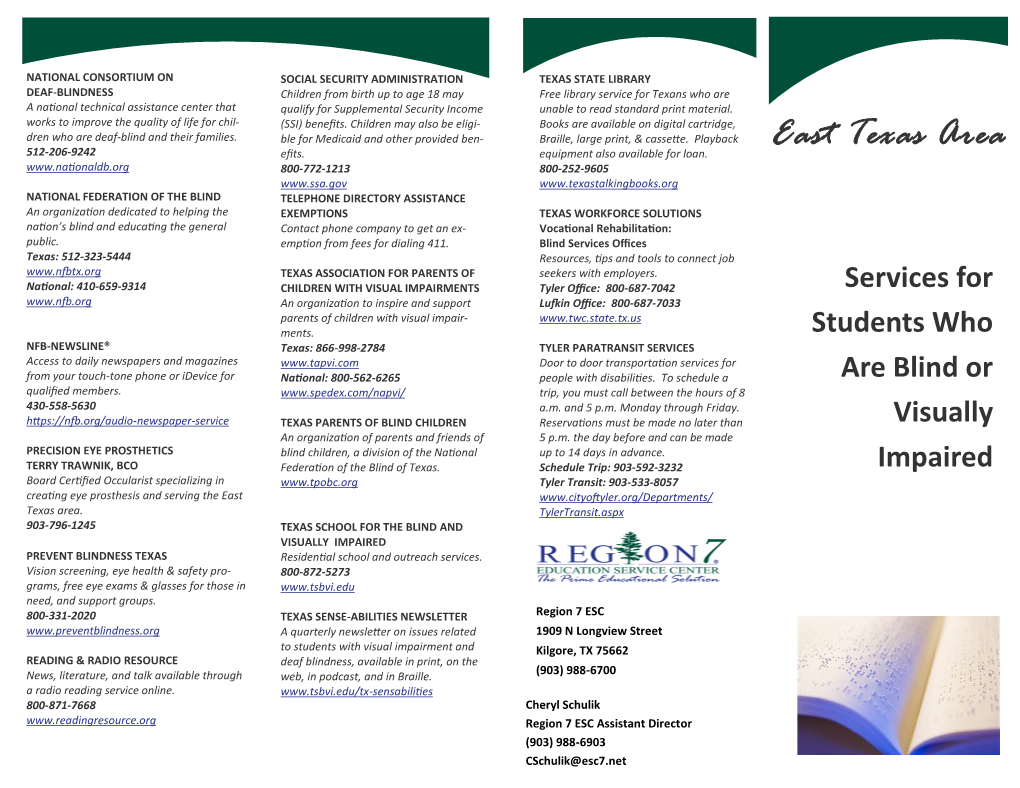 East Texas Area Service Brochure