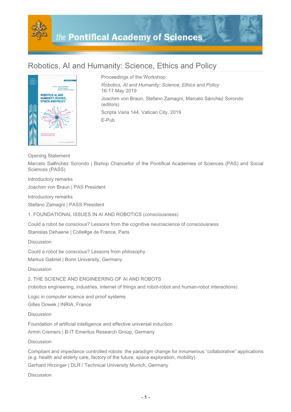 Robotics, AI and Humanity: Science, Ethics and Policy