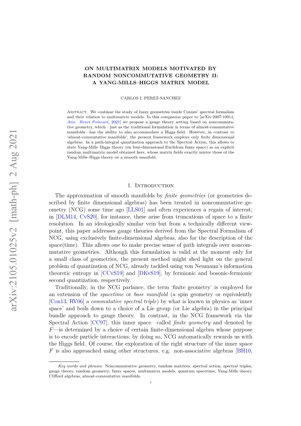On Multimatrix Models Motivated by Random Noncommutative Geometry Ii: a Yang-Mills–Higgs Matrix Model