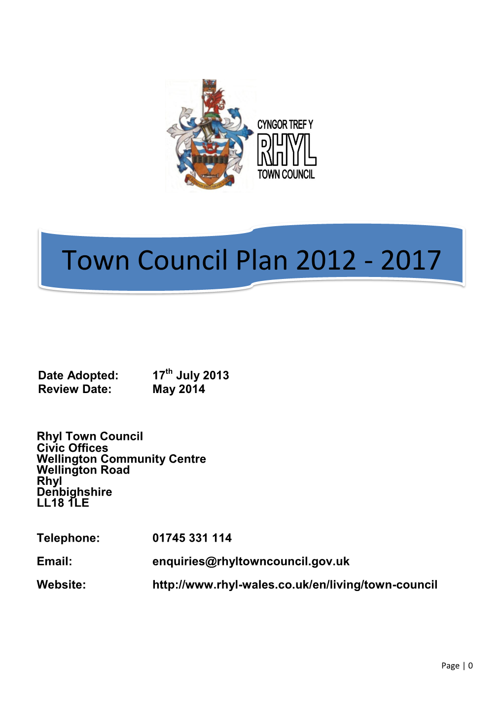 Town Council Plan 2012 - 2017