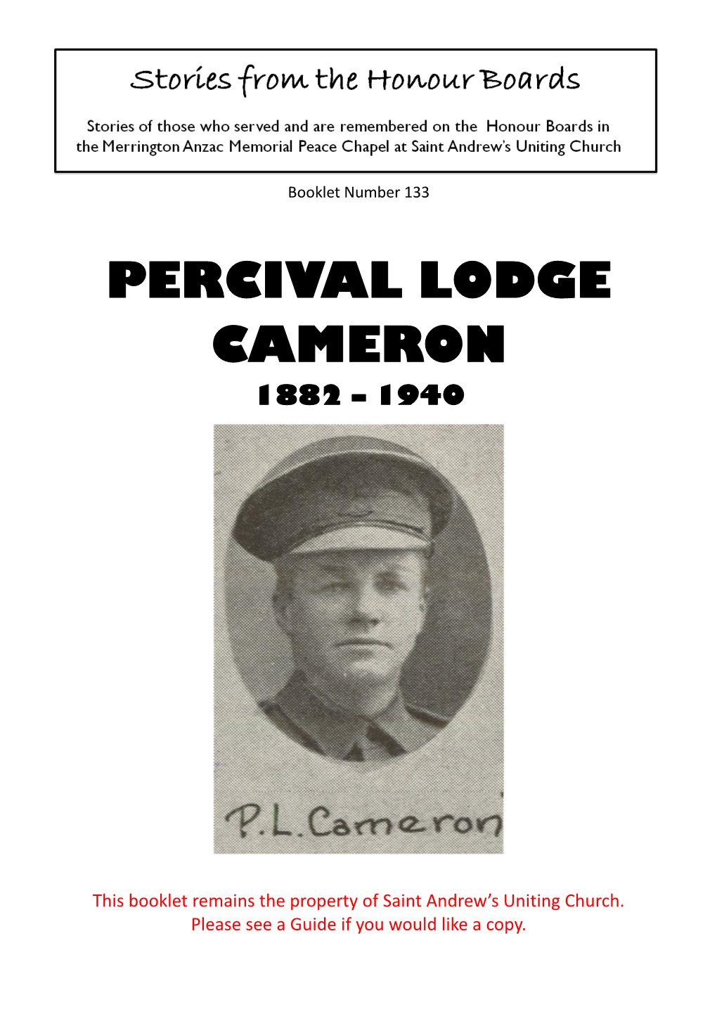 Percival Lodge Cameron 1882 – 1940