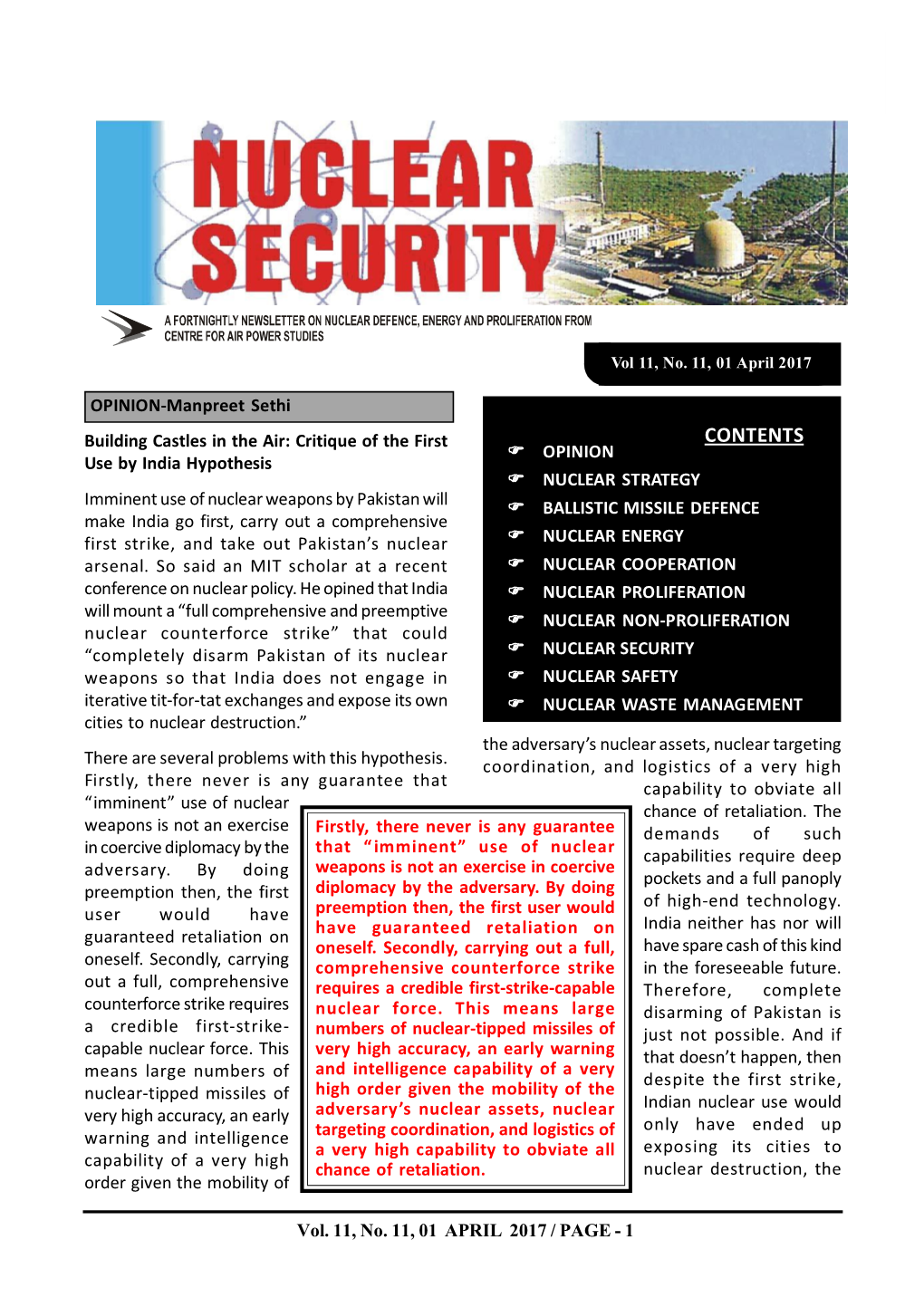 Nuclear Security: a Fortnightly Newsletter from Caps