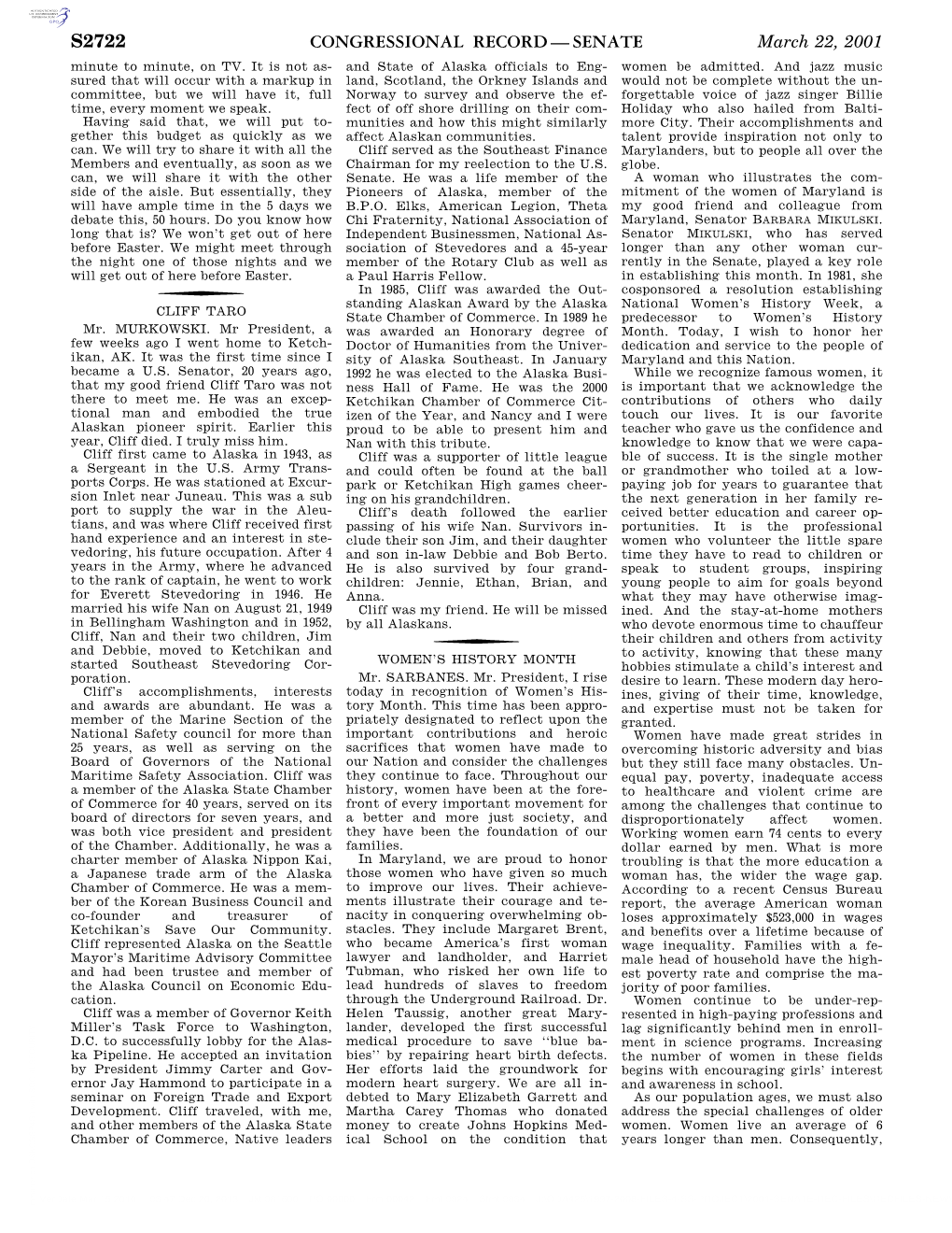 Congressional Record—Senate S2722