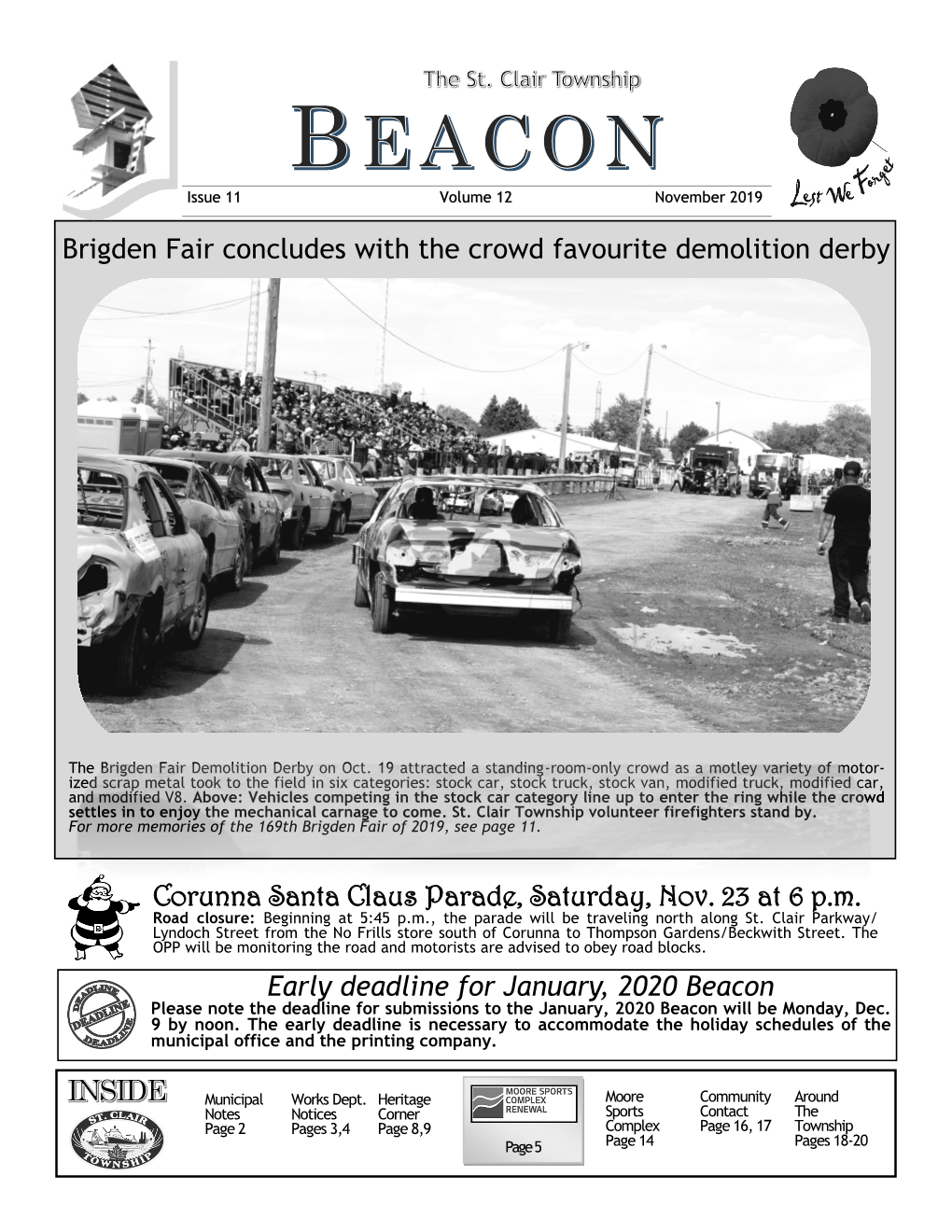 Early Deadline for January, 2020 Beacon Corunna Santa Claus