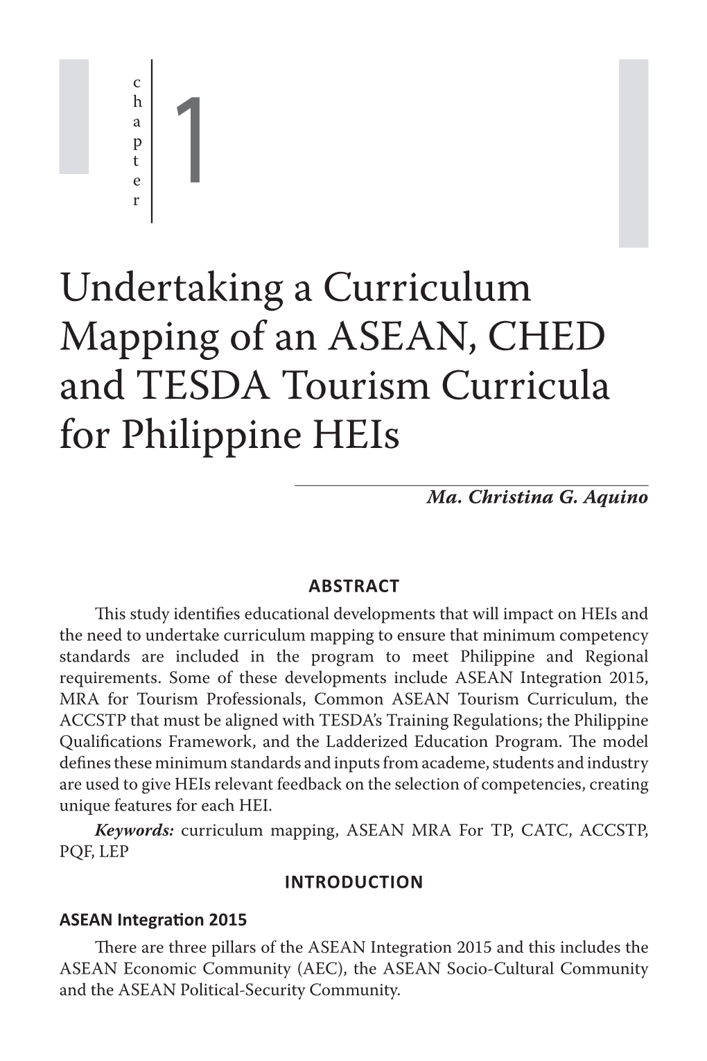 Undertaking a Curriculum Mapping of an ASEAN, CHED and