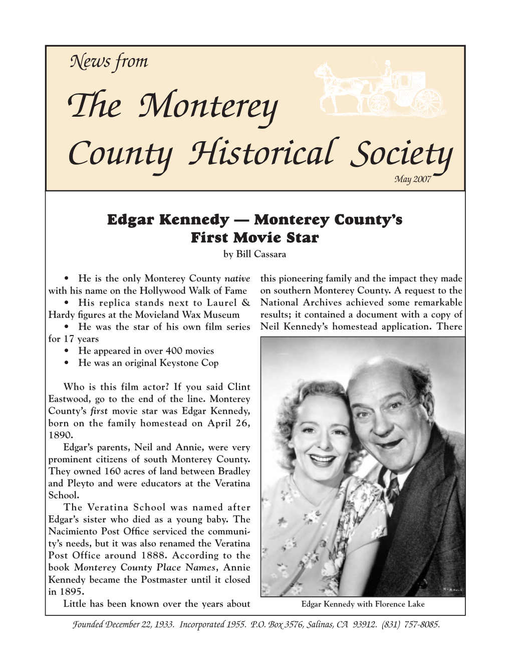 The Monterey County Historical Society May 2007