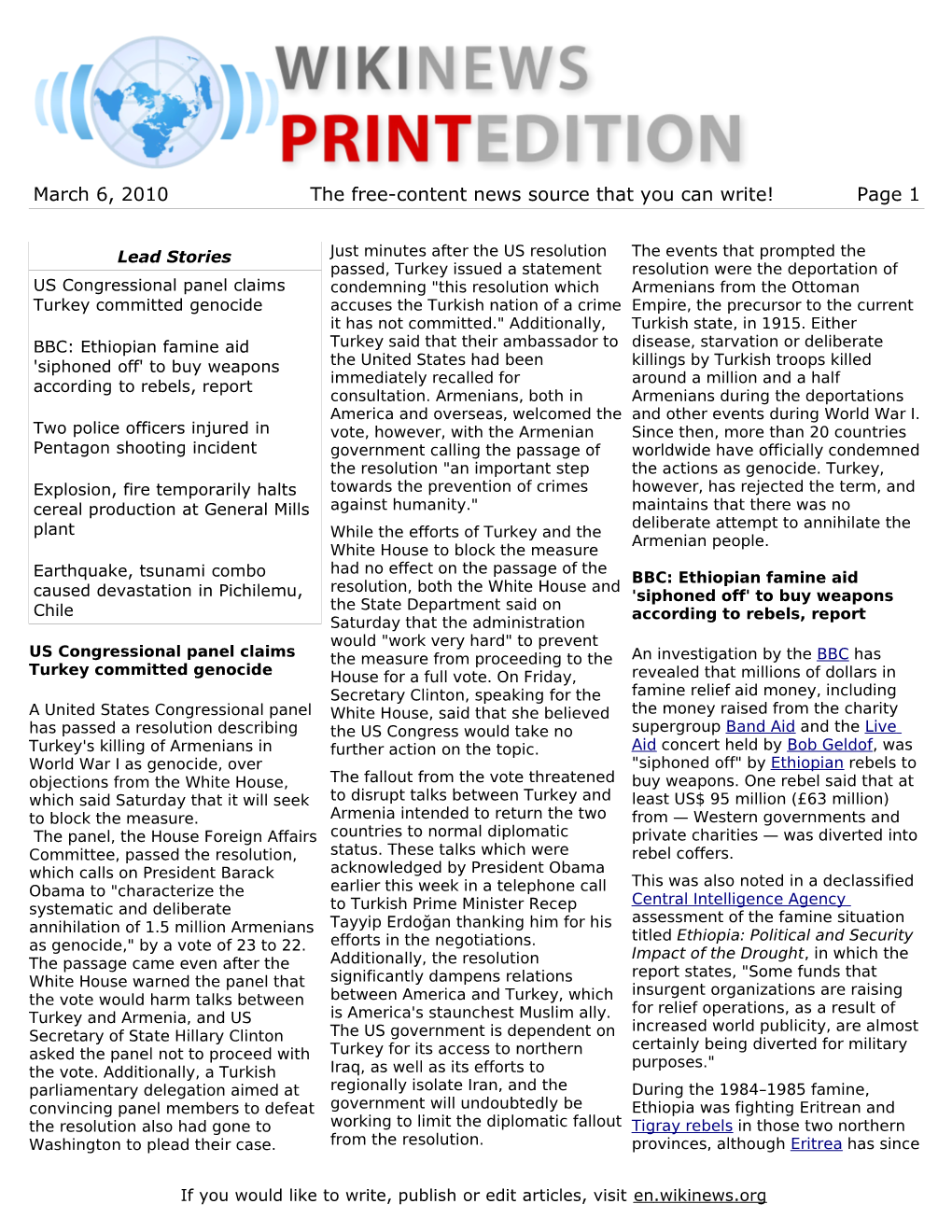 March 6, 2010 the Free-Content News Source That You Can Write! Page 1