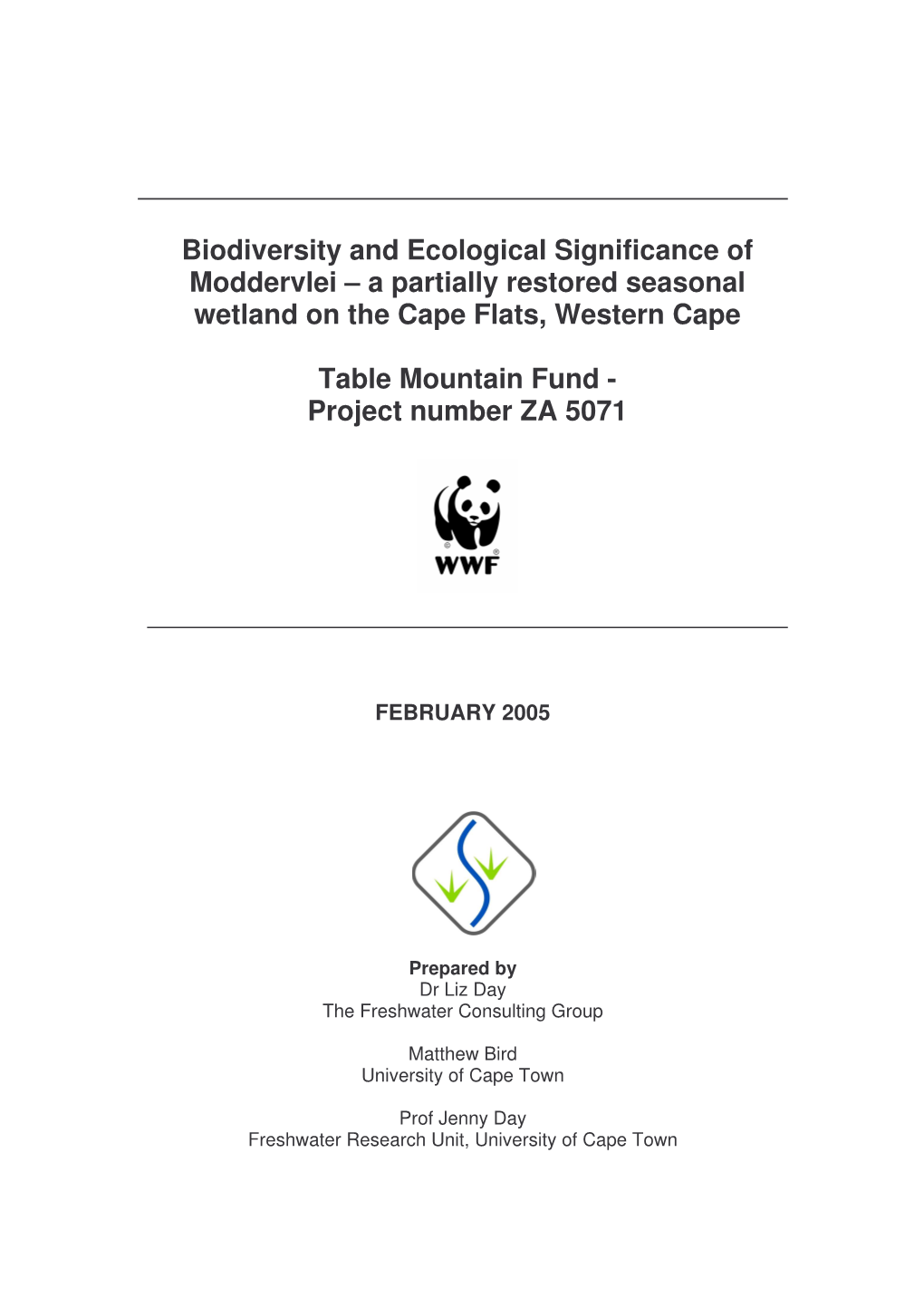 Biodiversity and Ecological Significance of Moddervlei – a Partially Restored Seasonal Wetland on the Cape Flats, Western Cape