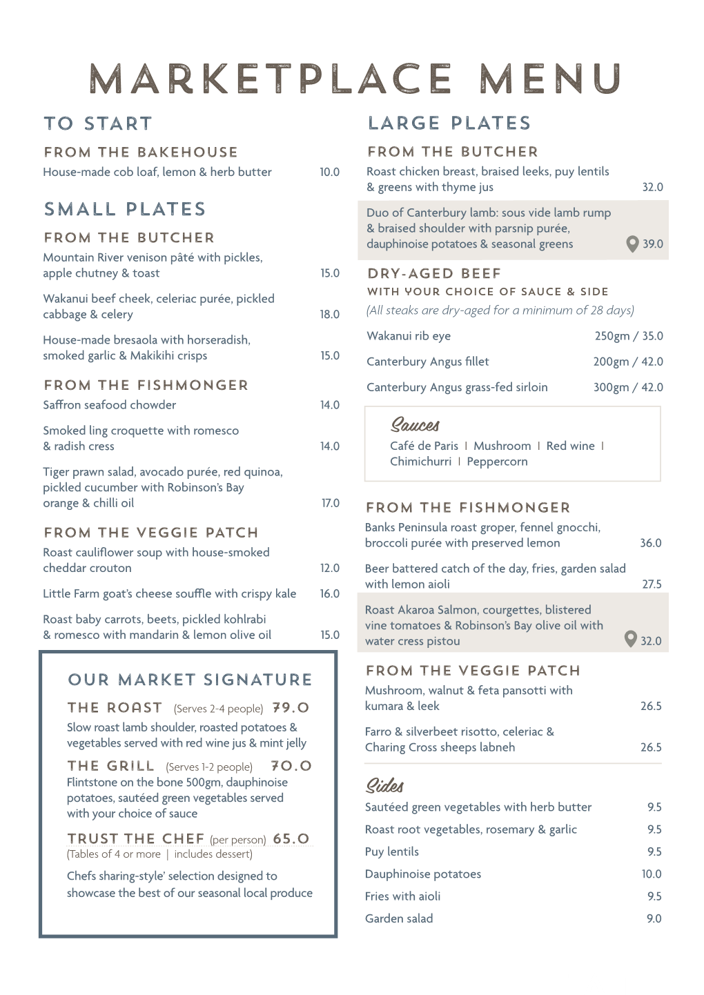 Marketplace Menu