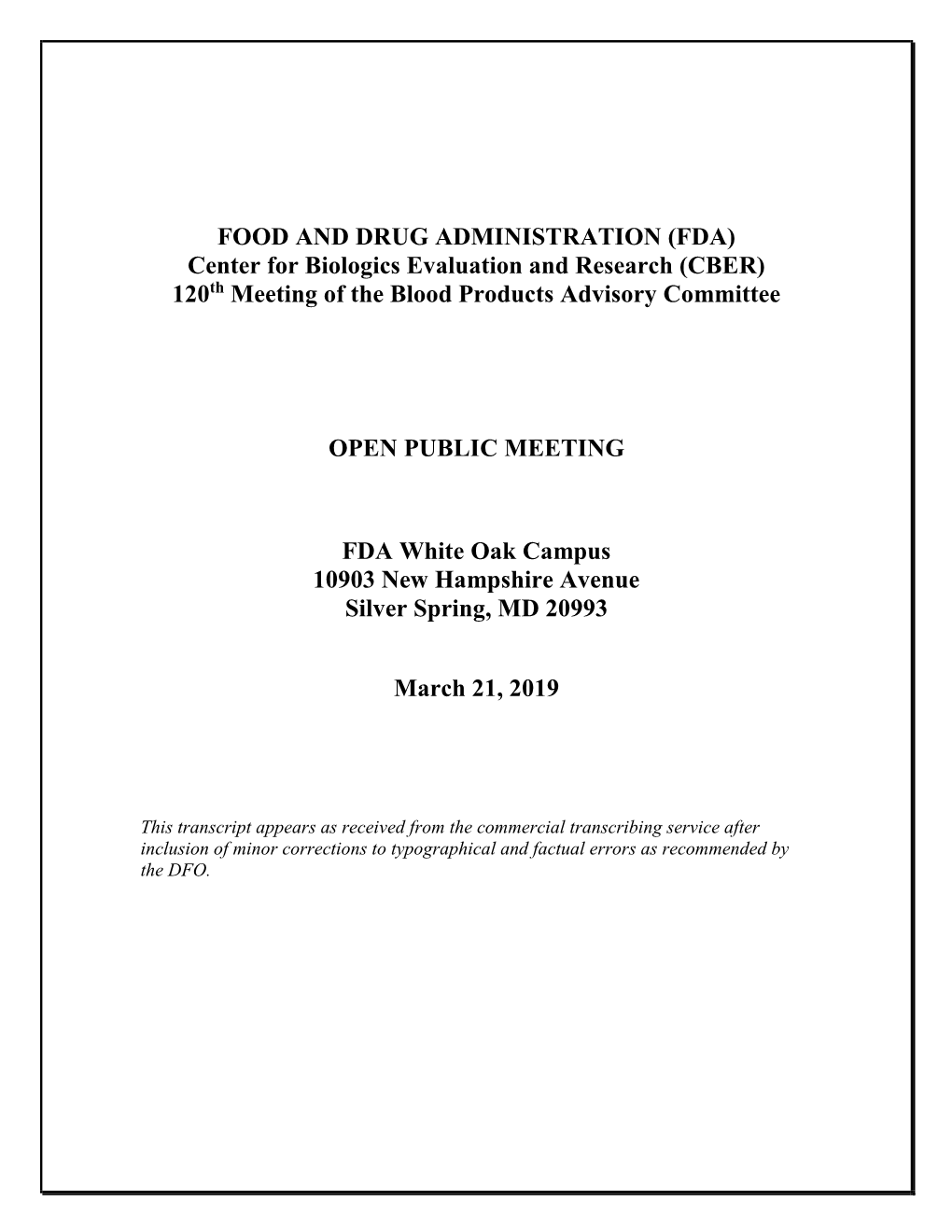 Blood Products Advisory Committee March 21, 2019 Meeting Transcript- Topic 3