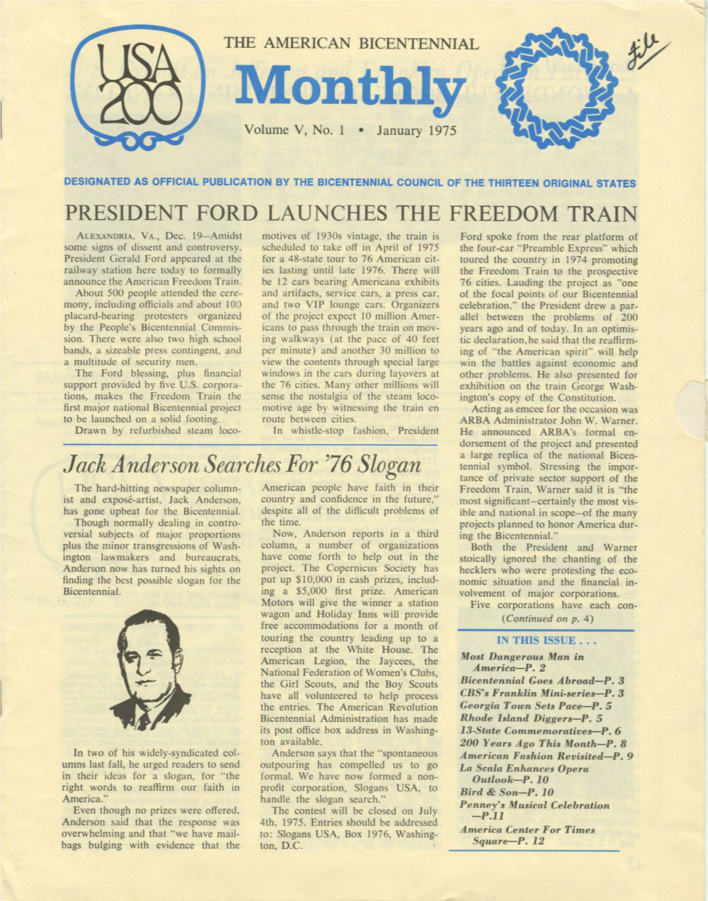 The American Bicentennial Monthly for January 1975