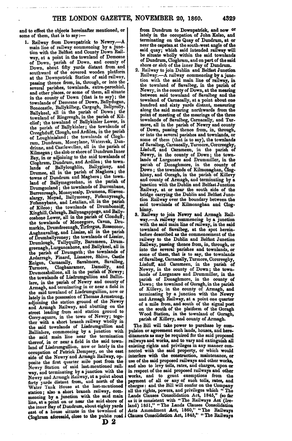 The London Gazette, November 20, 1860. 4329