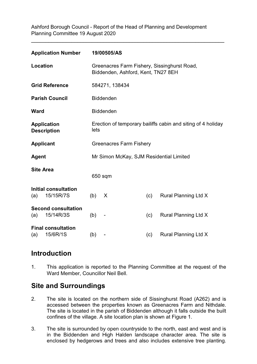 Report of the Head of Planning and Development Planning Committee 19 August 2020 ______