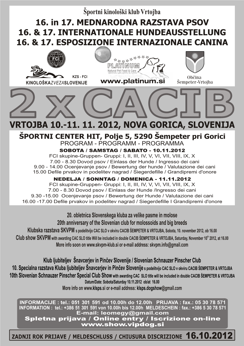 ARCON Prijavnica CACIB 2012 Mail